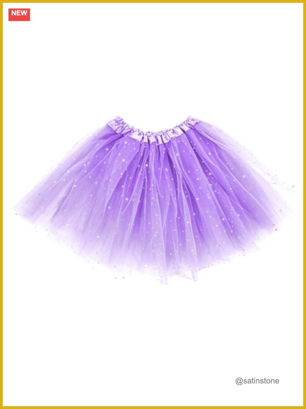 3-Layer Tulle Tutu Skirt Sequin Stars Elastic Waist Bubble Dance Party
